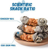 Pawmate Chicken Wrapped Cod Skin Knotted Bones - Omega3 Dog Chews (10.6 oz)