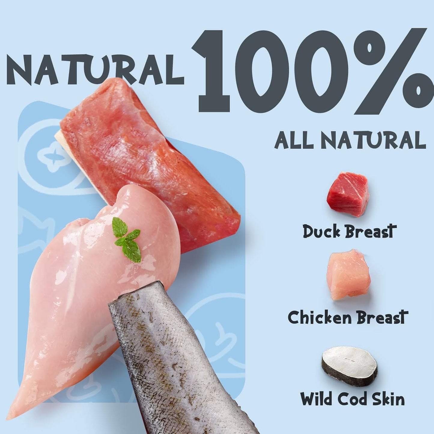 ASMPET Rawhide Free Dog Treats Chicken & Duck Wrapped Cod Skin Stick, Healthy Dog Chew, Training Snacks for Small Medium Large Dogs, 2 Pack 21.2oz