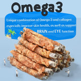 ASMPET Dog Treats - Chicken Jerky Wrapped Cod Fish Skin, Omega-3, High Protein, Rawhide-Free, 10.6 oz