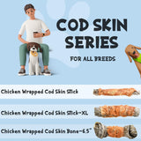 ASMPET Dog Treats - Chicken Jerky Wrapped Cod Fish Skin, Omega-3, High Protein, Rawhide-Free, 10.6 oz