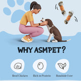ASMPET Dog Treats - Chicken Wrapped Cod Fish Knotted Bones, Omega-3, Rawhide-Free, for Medium & Large Dogs