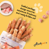 (2 Packs)ASMPET Dog Treats - Chicken Wrapped Beef Cartilage, High Calcium, Non-Rawhide Puppy Chews, Protein-Rich,