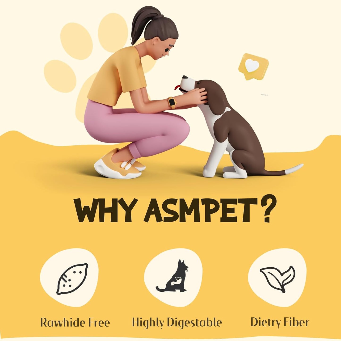 ASMPET Dog Treats - Sweet Potato Wrapped Chicken Fries, Grain-Free, for Small, Medium & Large Dogs, 10.6 oz