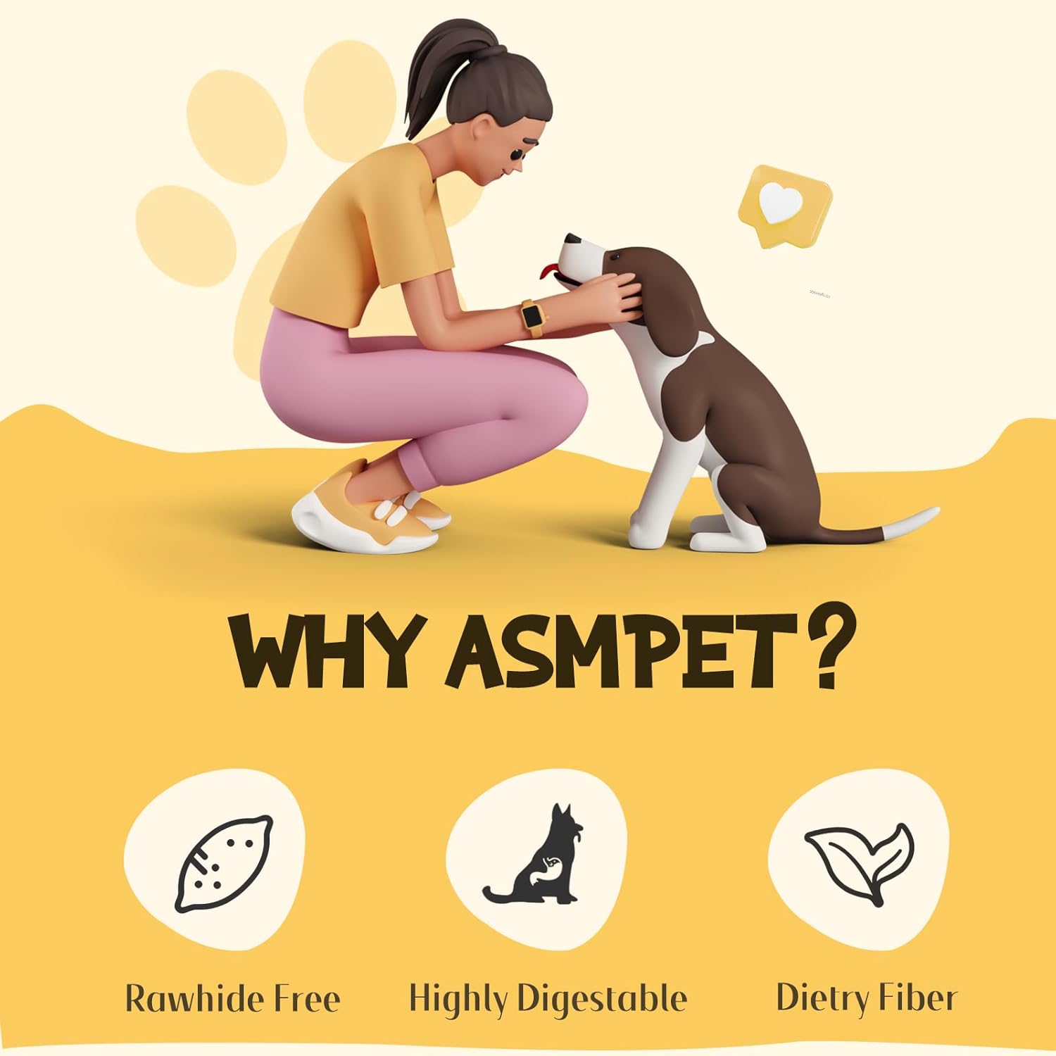 ASMPET Dog Treats - Sweet Potato Wrapped Chicken Fries, Grain-Free, for Small, Medium & Large Dogs, 10.6 oz