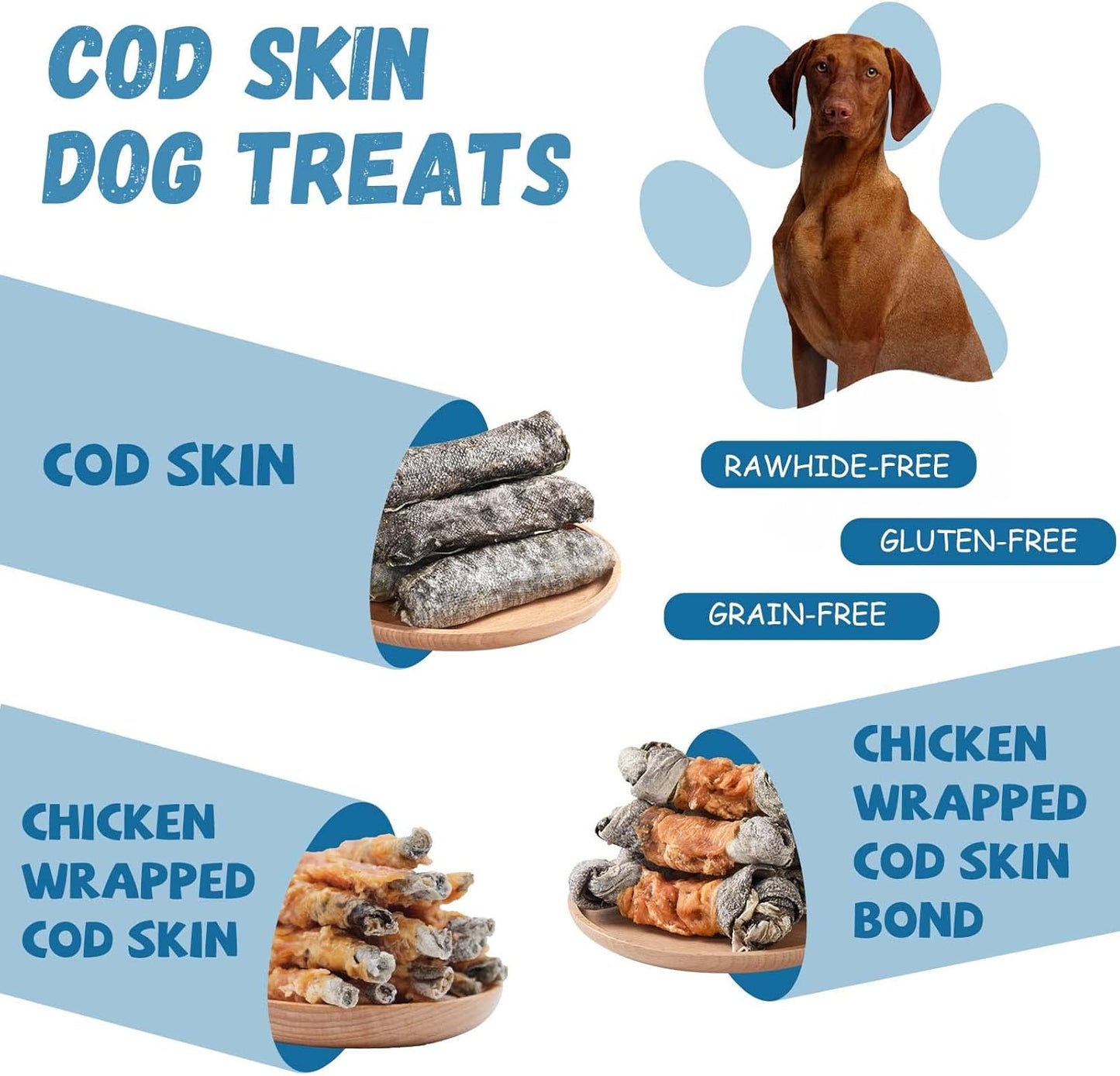 Pawmate Cod Skins Dog Chews - Natural Omega3 Treats (10.6 oz)