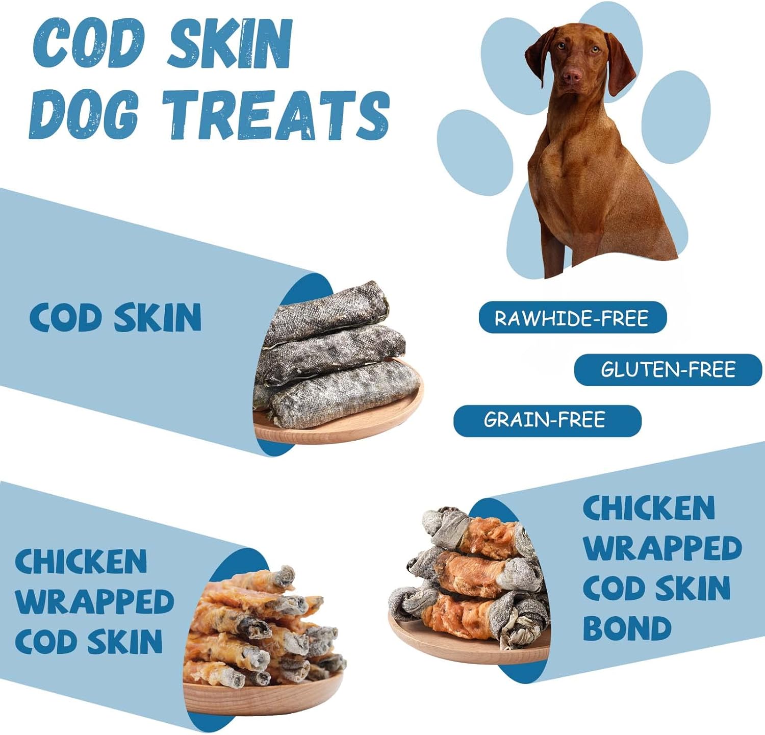 Pawmate Cod Skins Dog Chews - Natural Omega3 Treats (10.6 oz)