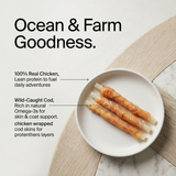 Pawmate™ Soft & Chewy Chicken Jerky Wrapped Cod - Human Grade Omega-3 Rewards