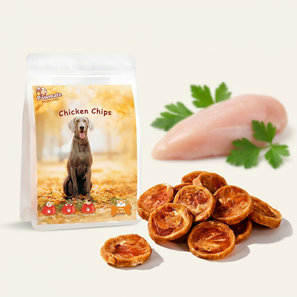 Pawmate™ Human Grade Chicken Jerky Chips - Grain-Free High-Protein Dog Training Treats