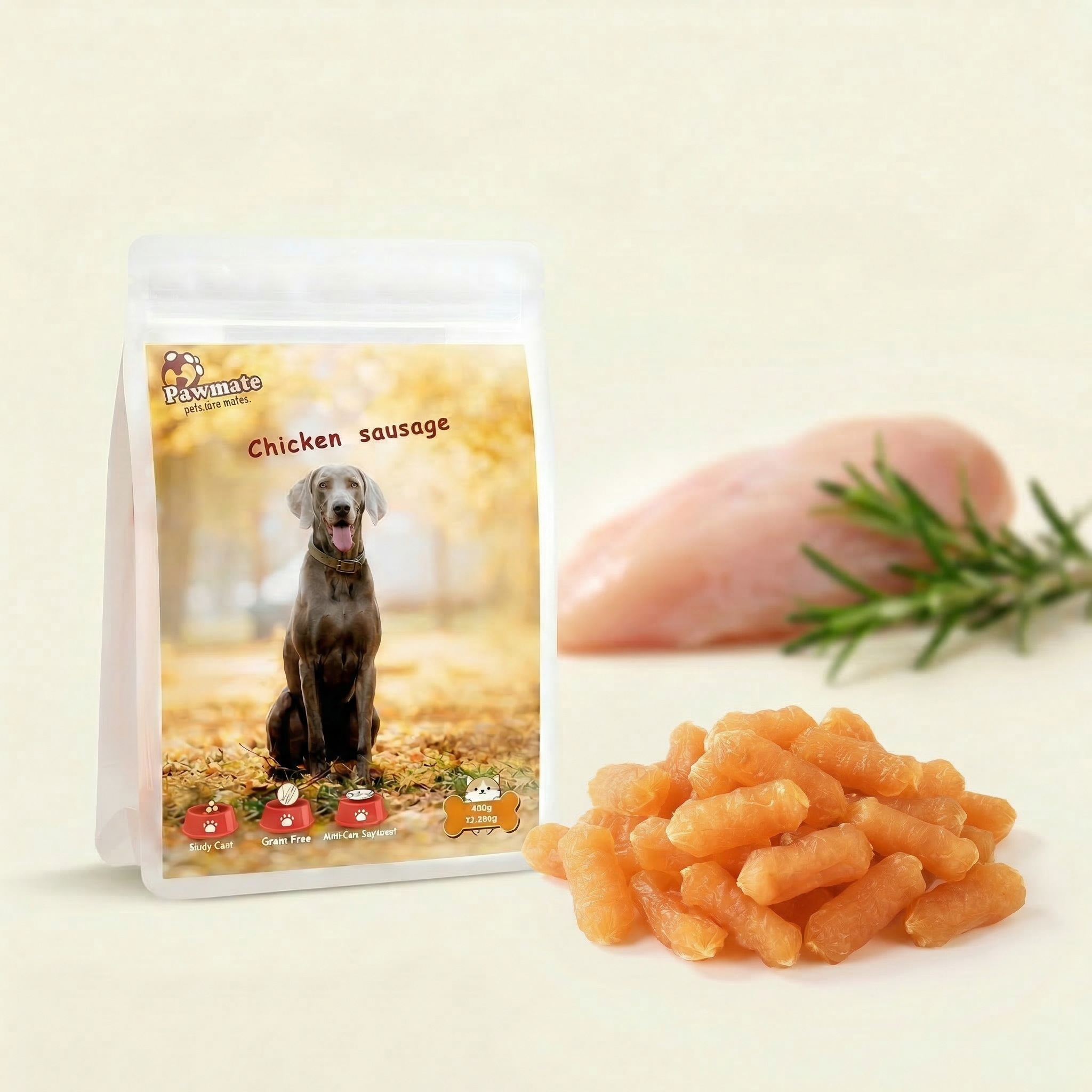 Pawmate™ Human Grade Chicken Sausage - Grain-Free High-Value Dog Training Treats