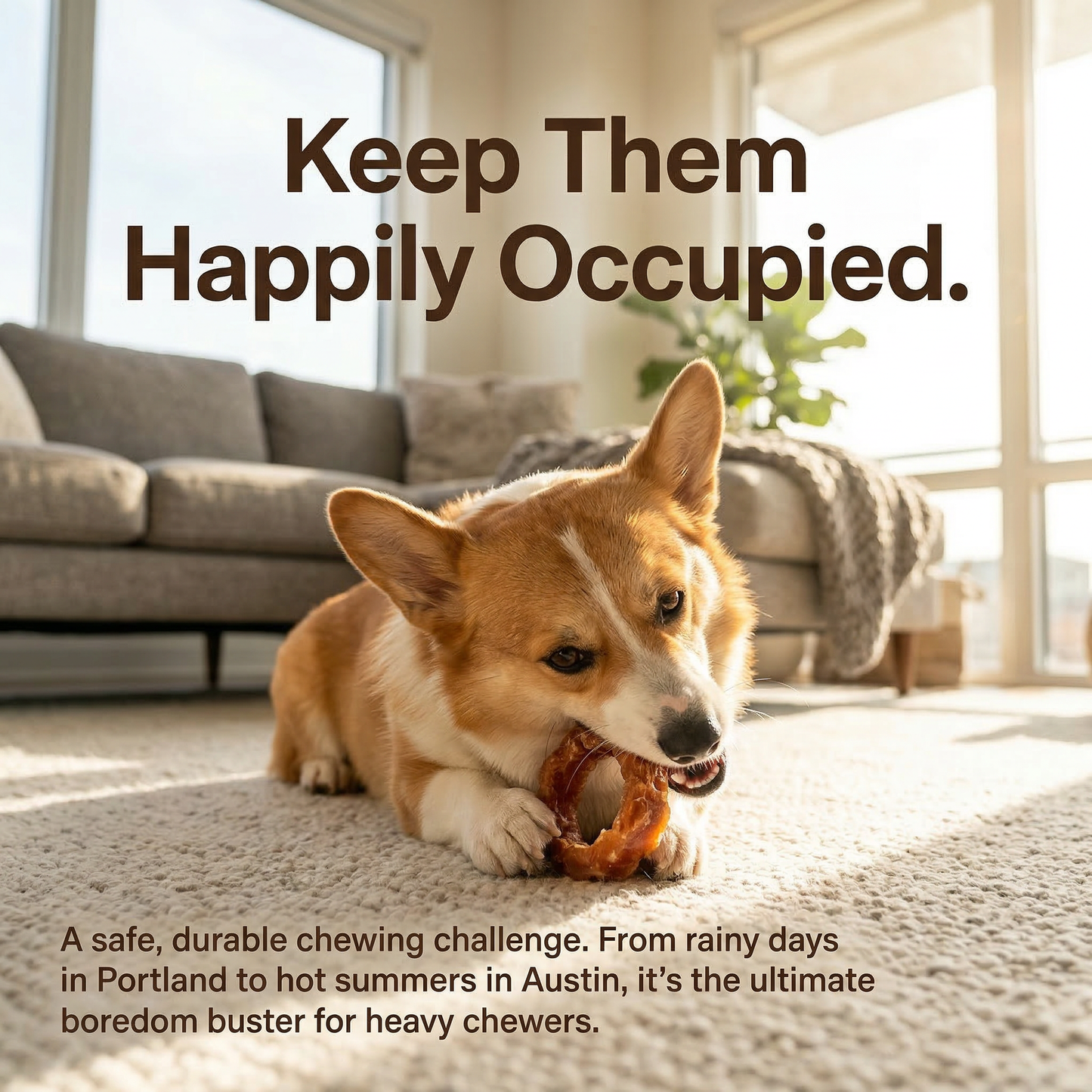 Pawmate™ Human Grade Chicken & Sweet Potato Long-Lasting Dog Chews - High-Fiber Interactive Reward