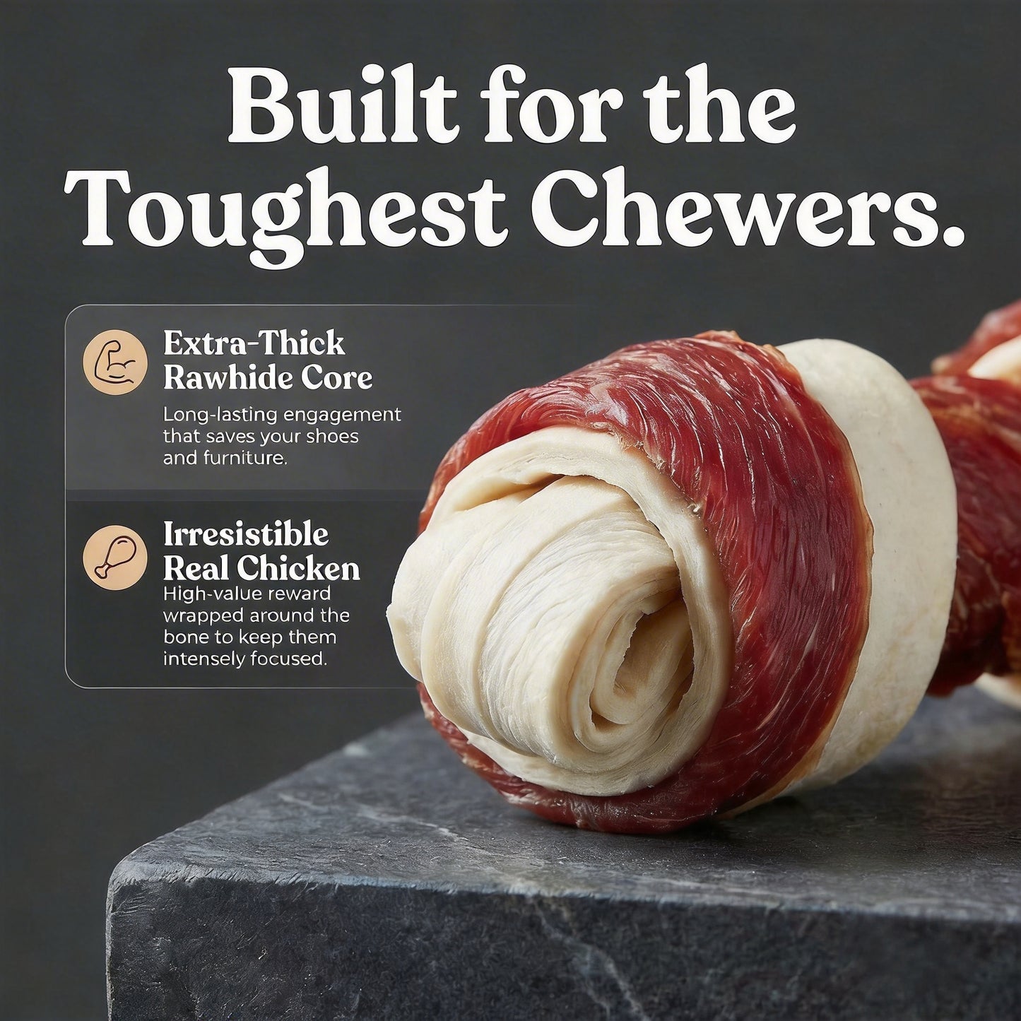 Pawmate™ Natural Dog Treats - Large Rawhide Bones for Teeth Cleaning & Anxiety Relief