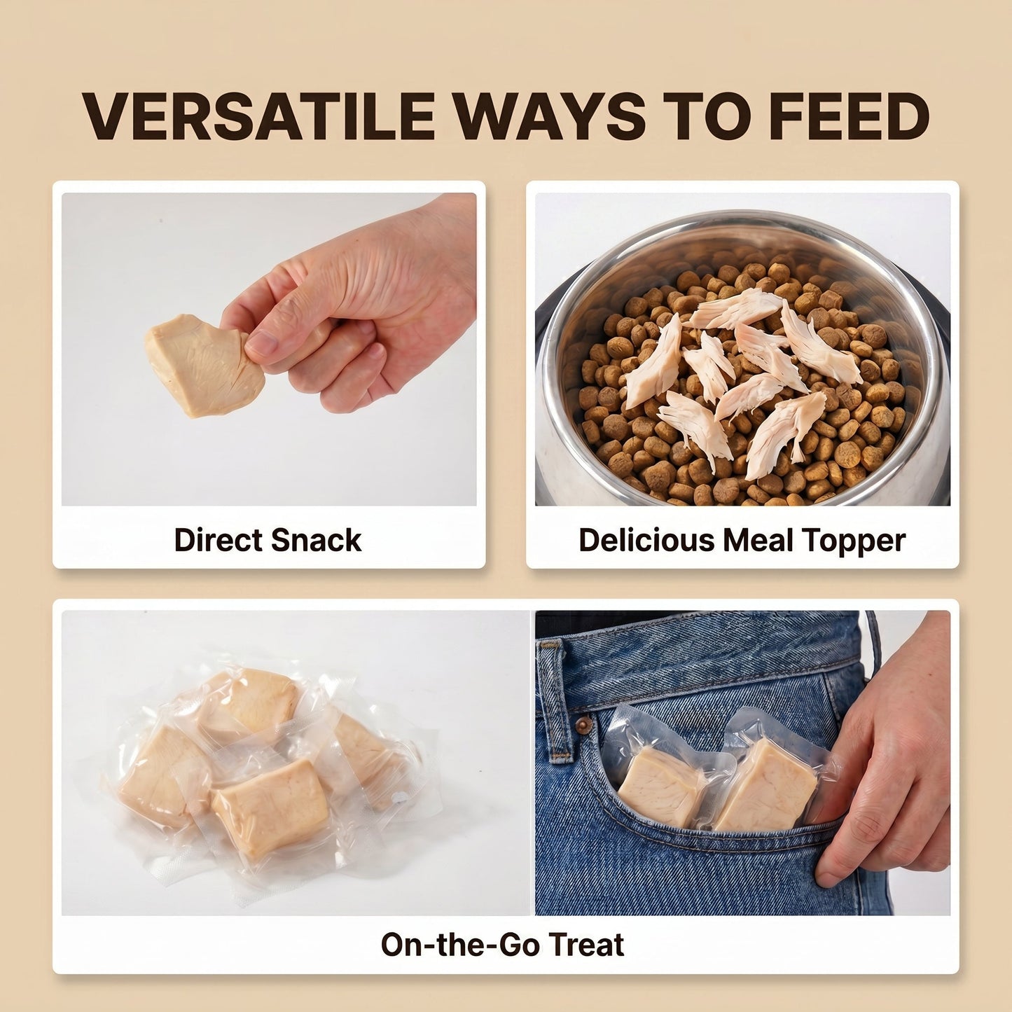 Pawmate Steam-Cooked Chicken Breast Treats for Dogs & Cats - Single Ingredient, High Protein (240g/8.5oz)