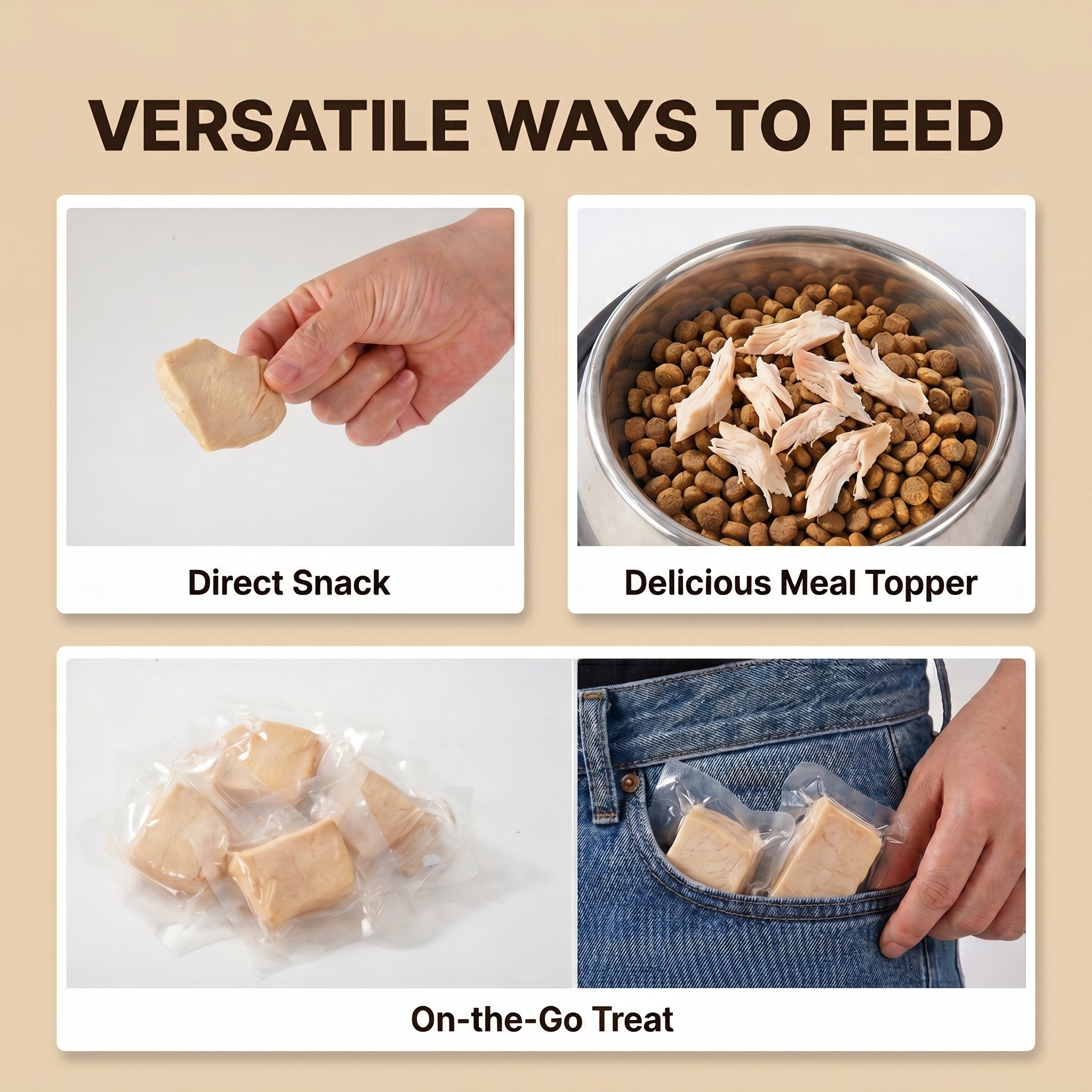 Pawmate Steam-Cooked Chicken Breast Treats for Dogs & Cats - Single Ingredient, High Protein (240g/8.5oz)