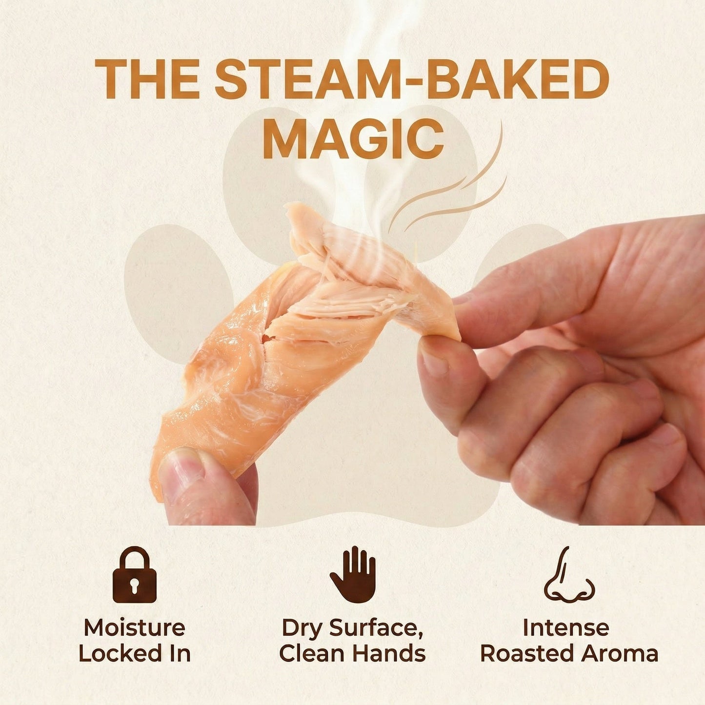 Pawmate Steam-Baked Whole Chicken Breast Treats for Dogs & Cats - Single Ingredient, Moisture-Locked, Rich Aroma, Grain-Free (270g/9.5oz)