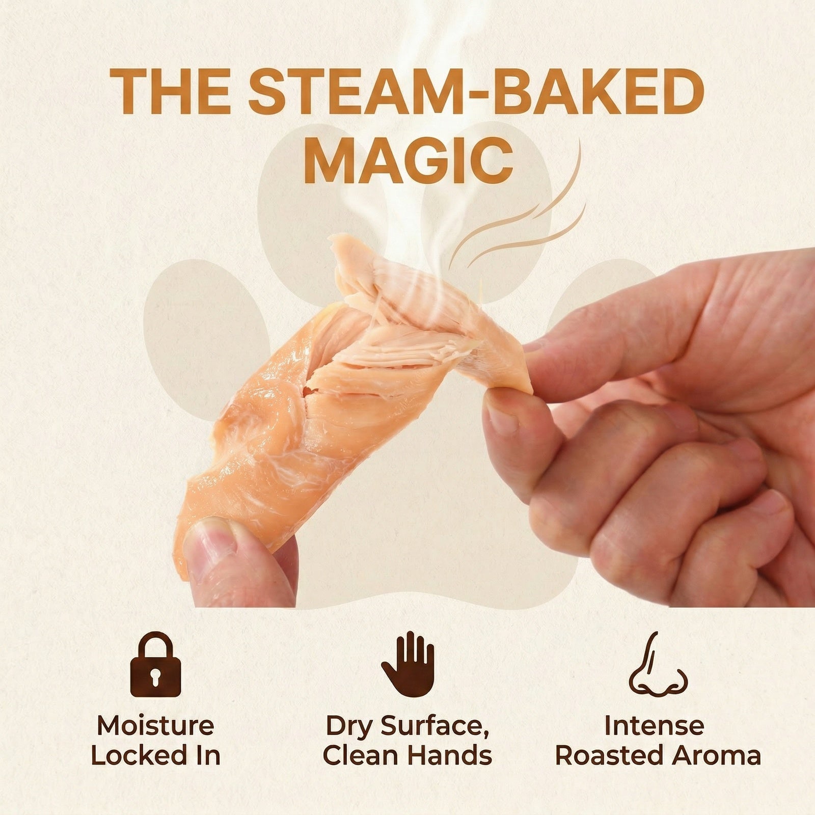 Pawmate Steam-Baked Whole Chicken Breast Treats for Dogs & Cats - Single Ingredient, Moisture-Locked, Rich Aroma, Grain-Free (270g/9.5oz)