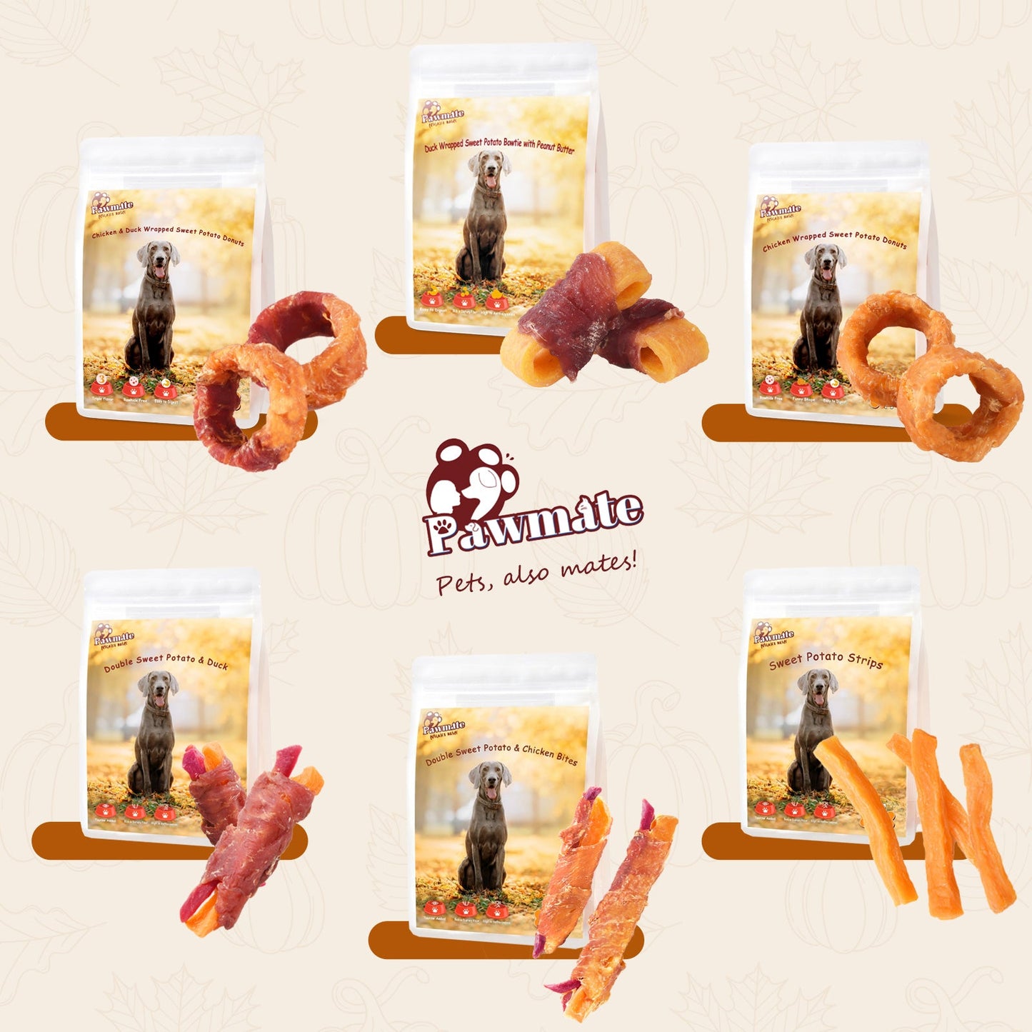 Pawmate Peanut Butter Dog Treats, Natural High-Protein Chicken Wrapped Sweet Potato Chews for All Dogs, 10.6 oz