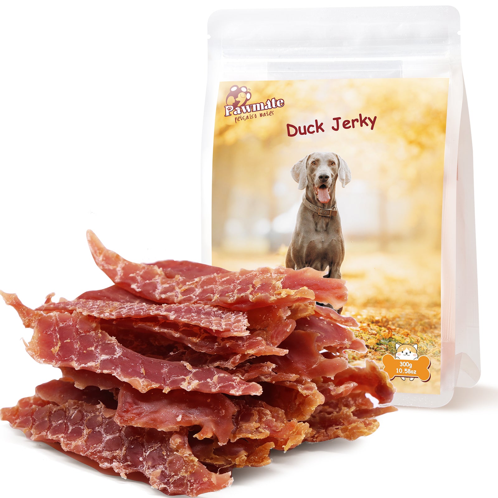 Pawmate Duck Jerky Dog Treats, High Protein Pure Duck Meat for Small Medium Large Dog, 11 oz