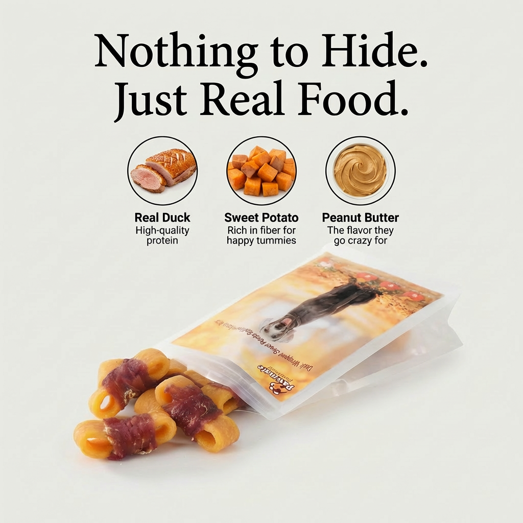 Pawmate Sweet Potato Dog Treats, Natural Duck Jerky Peanut Butter Chews
