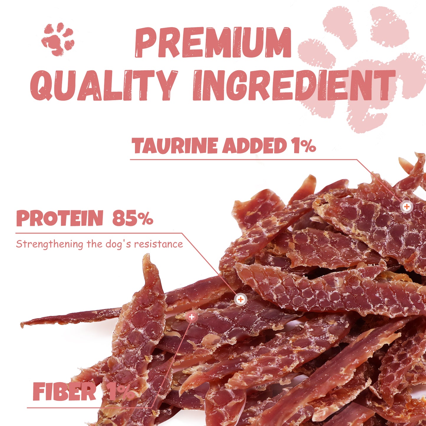 Pawmate Duck Jerky Dog Treats, High Protein Pure Duck Meat for Small Medium Large Dog, 11 oz