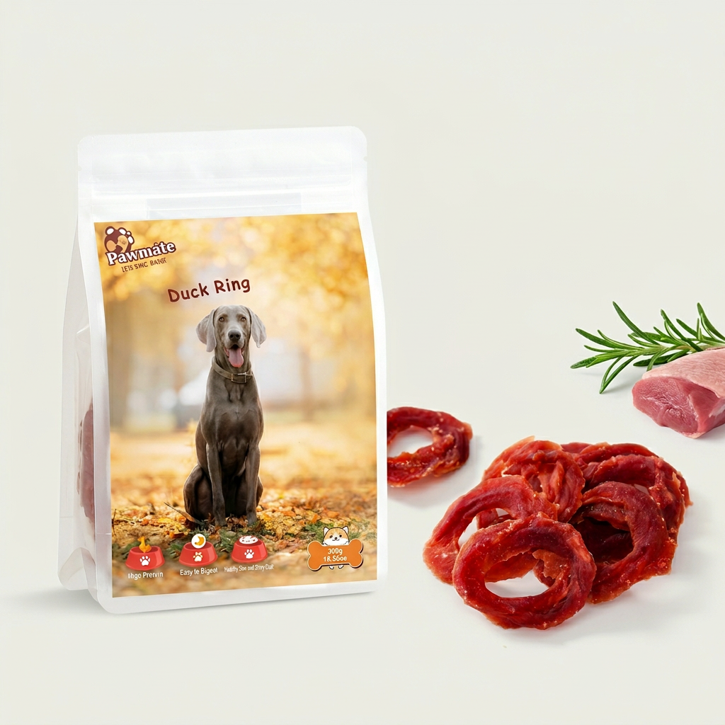 Pawmate™ Human Grade Duck Jerky Rings - High-Protein Dog Training Treats for Sensitive Pets