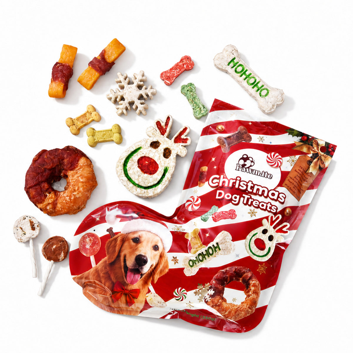 Pawmate Christmas Dog Treats Variety Pack – Festive Natural Training Treats for Small, Medium & Large Dogs-Red