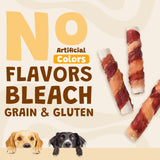 ASMPET Rawhide Dog Treats Chicken & Duck Wrapped Rawhide Sweet Potato Stick, Long Lasting Dog Bone, Teeth Cleaning for Medium Large Dogs, 10.6oz