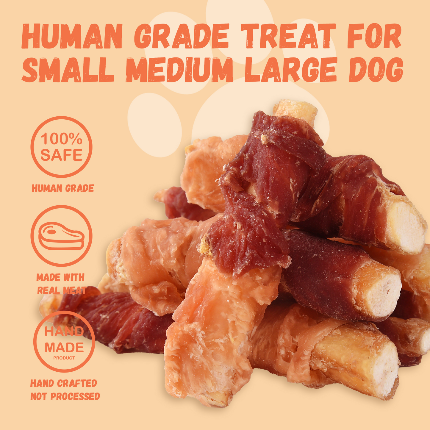 Pawmate Chicken & Duck Wrapped Beef Cartilage Dog Treats, Natural Soft Rawhide-Free Chews for All Dogs, 11oz