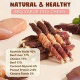 Asmpet Healthy Dog Treats BBQ Kabob Chews, Chicken Duck Beef Liver Rawhide Sticks, Long Lasting Jerky Dog Snacks Treats for Dogs, 11oz