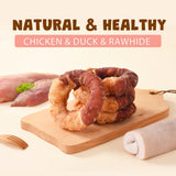 ASMPET Long Lasting Dog Treat, Chicken & Duck Wrapped Rawhide Dog Chew, Teeth Cleaning Bone for Small Medium Large Breed (10.6oz)