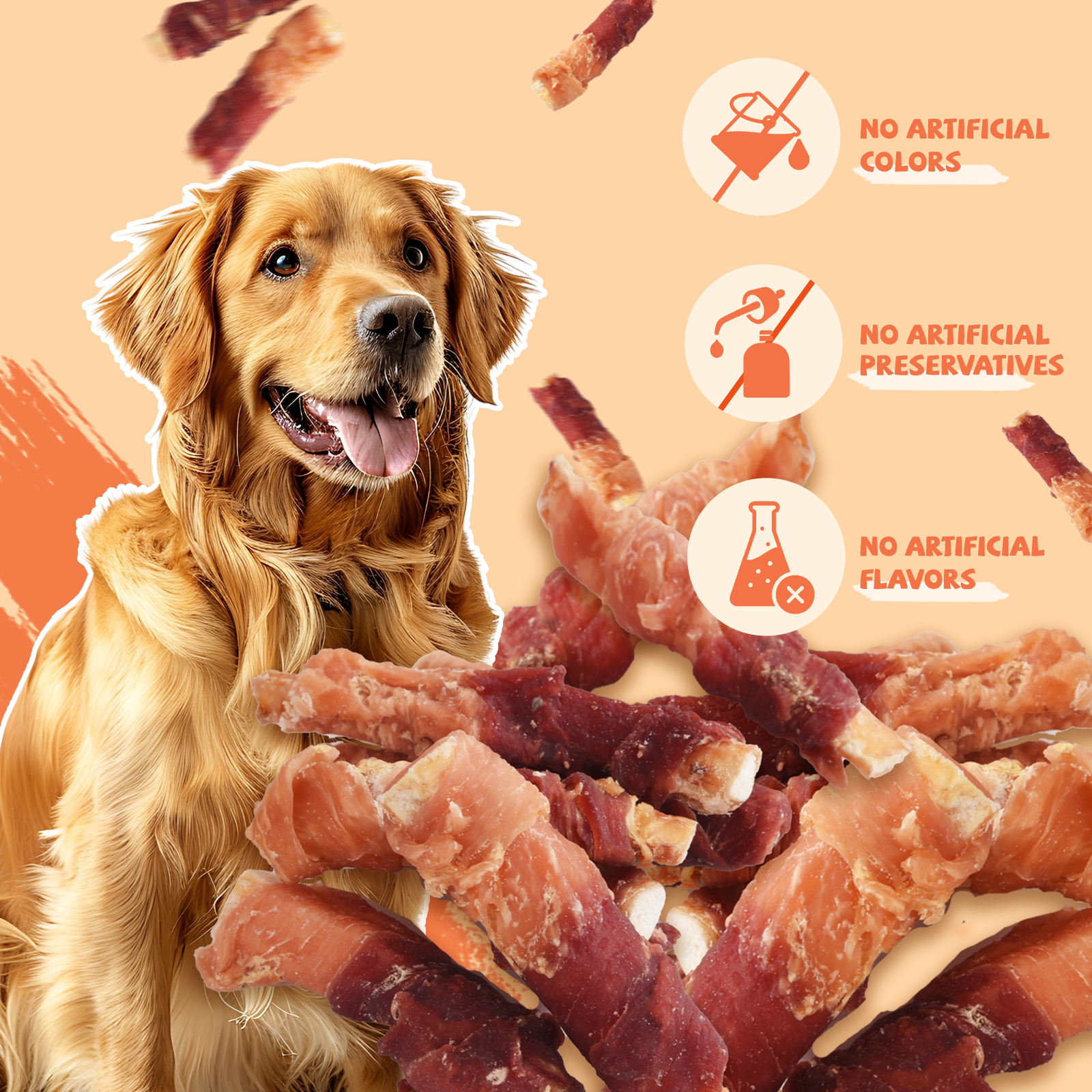 Pawmate Chicken & Duck Wrapped Beef Cartilage Dog Treats, Natural Soft Rawhide-Free Chews for All Dogs, 11oz