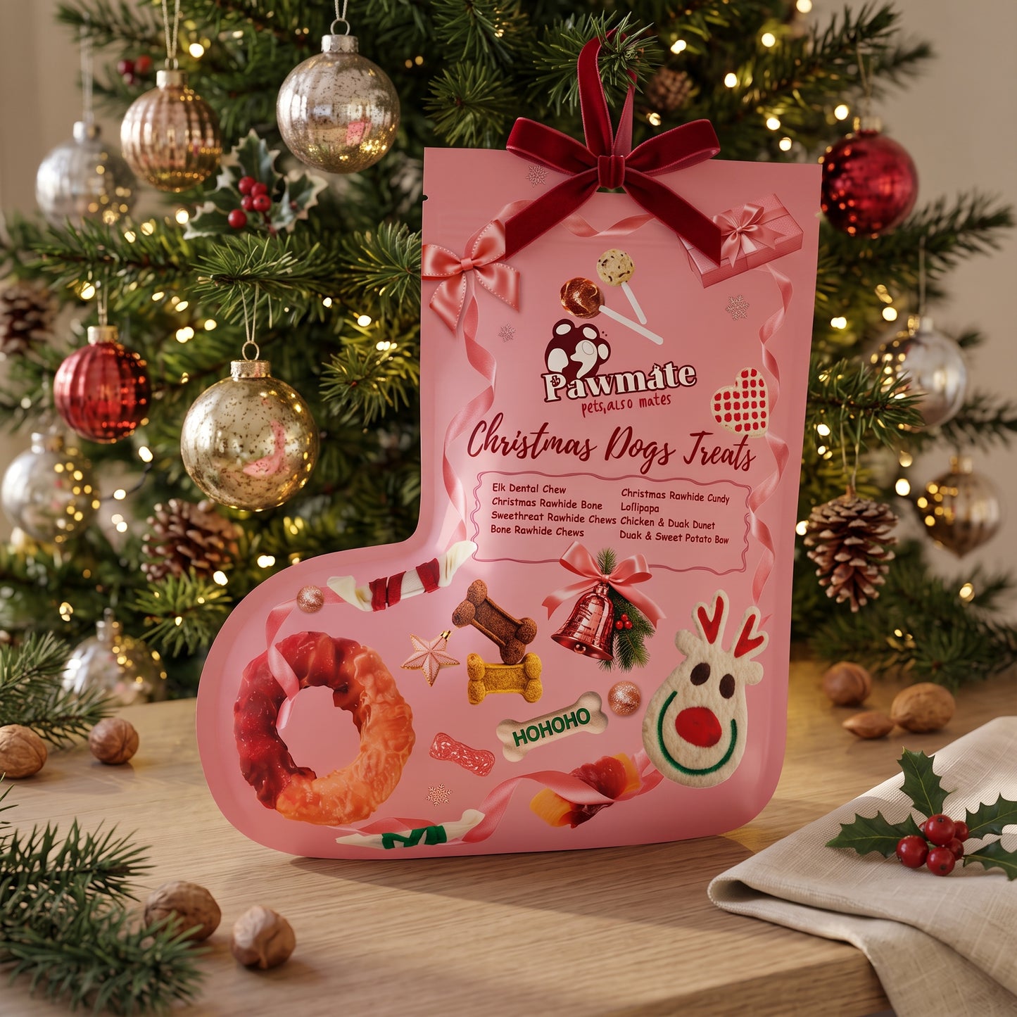 Christmas Dog Treats Variety Pack – Festive Natural Training Treats for Small, Medium & Large Dogs-Pink