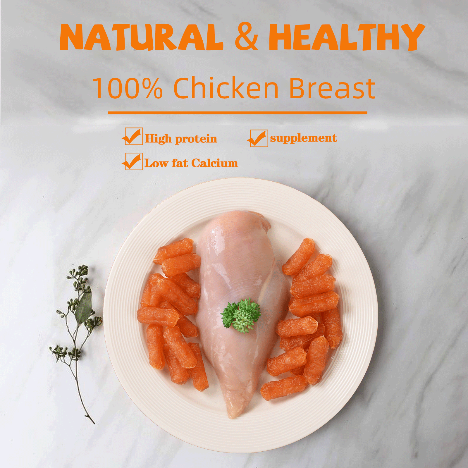 ASMPET Chicken Sausage Dog Treats, Natural Chicken Jerky Training Treats for Dogs with Taurine, Low Fat Soft Chewy Snacks, 11oz