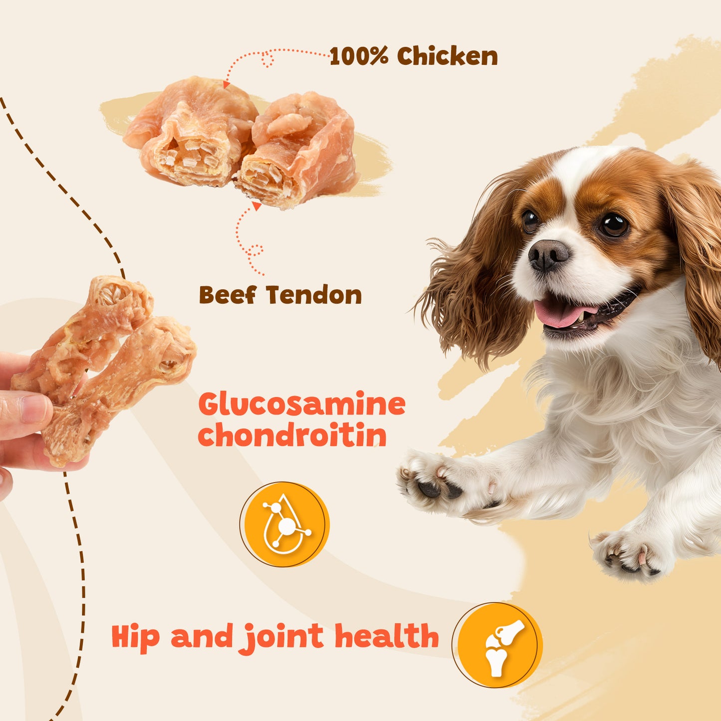 ASMPET Chicken Wrapped Beef Tendon Dog Chews, Long-Lasting Rawhide-Free Treats for Small Medium Large Dogs, 10.6 oz