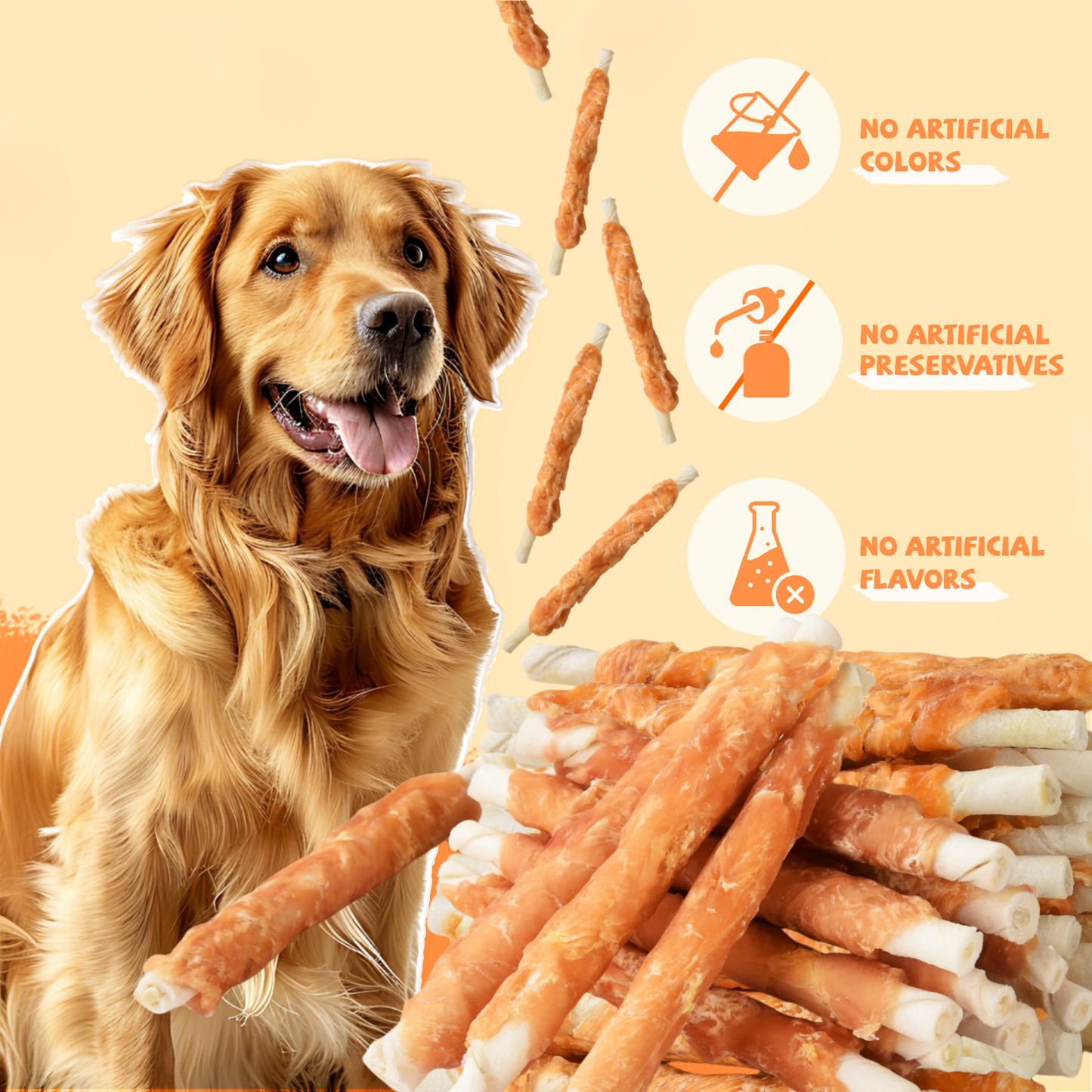 Pawmate Rawhide Dog Treats, Chicken Wrapped Rawhide Sticks, 5 Inch Long Lasting Chewy for All Dogs, 20ct Packet