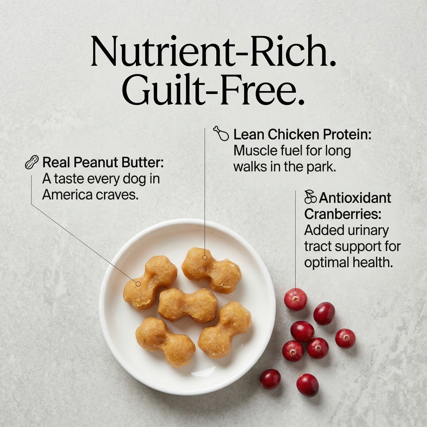 Pawmate™ Natural Dog Treats - Peanut Butter Flavor Soft Treats for All Dogs