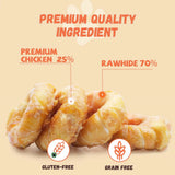 Pawmate Rawhide Dog Treats, Chicken Wrapped Rawhide Donuts, Long Lasting Chews for Medium Large Dogs, 4 Count