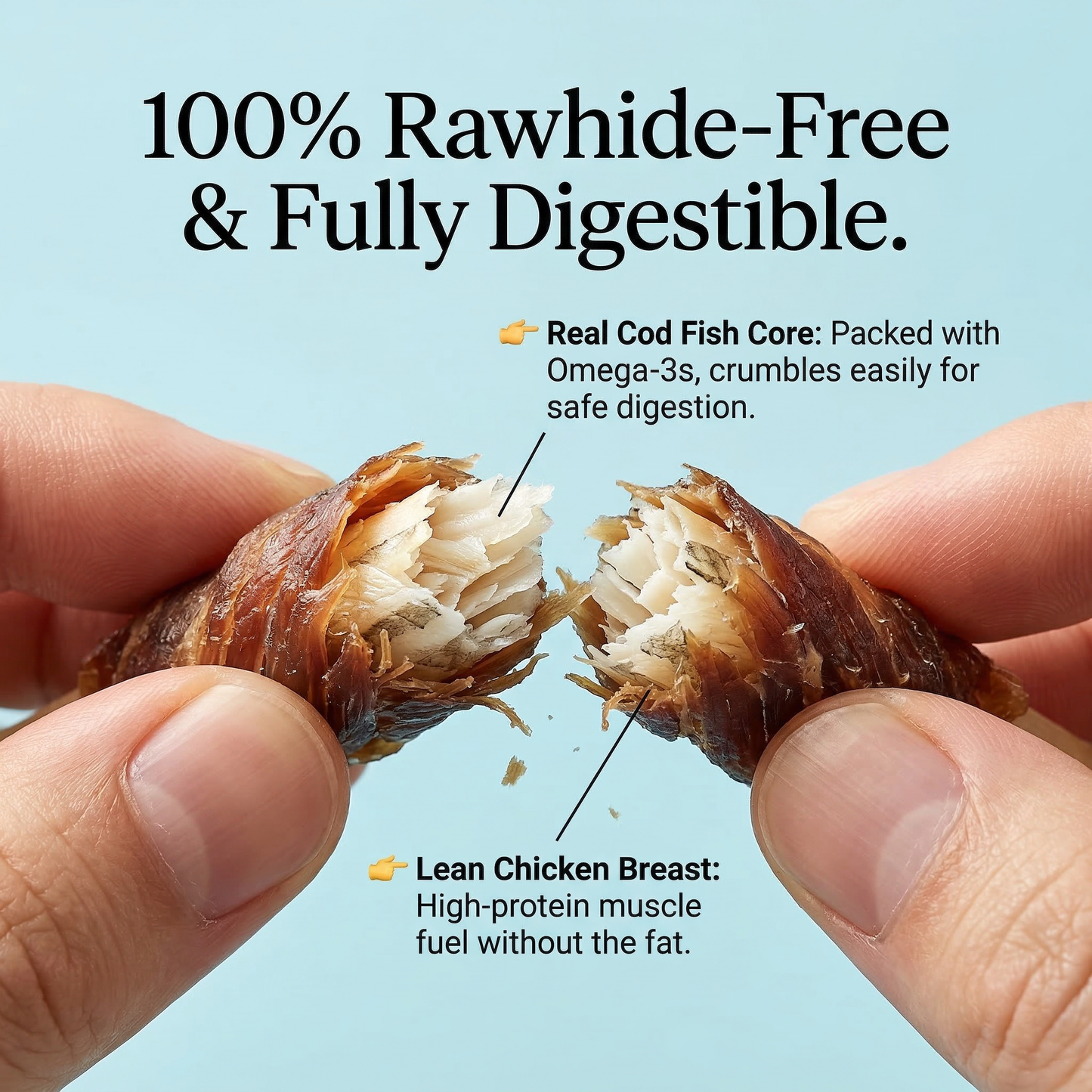 Pawmate™ Natural Dog Treats - Human Grade Chicken & Cod Fish Long Lasting Dog Chews