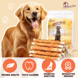 Pawmate Rawhide Dog Treats, Chicken Wrapped Rawhide Sticks, 5 Inch Long Lasting Chewy for All Dogs, 20ct Packet