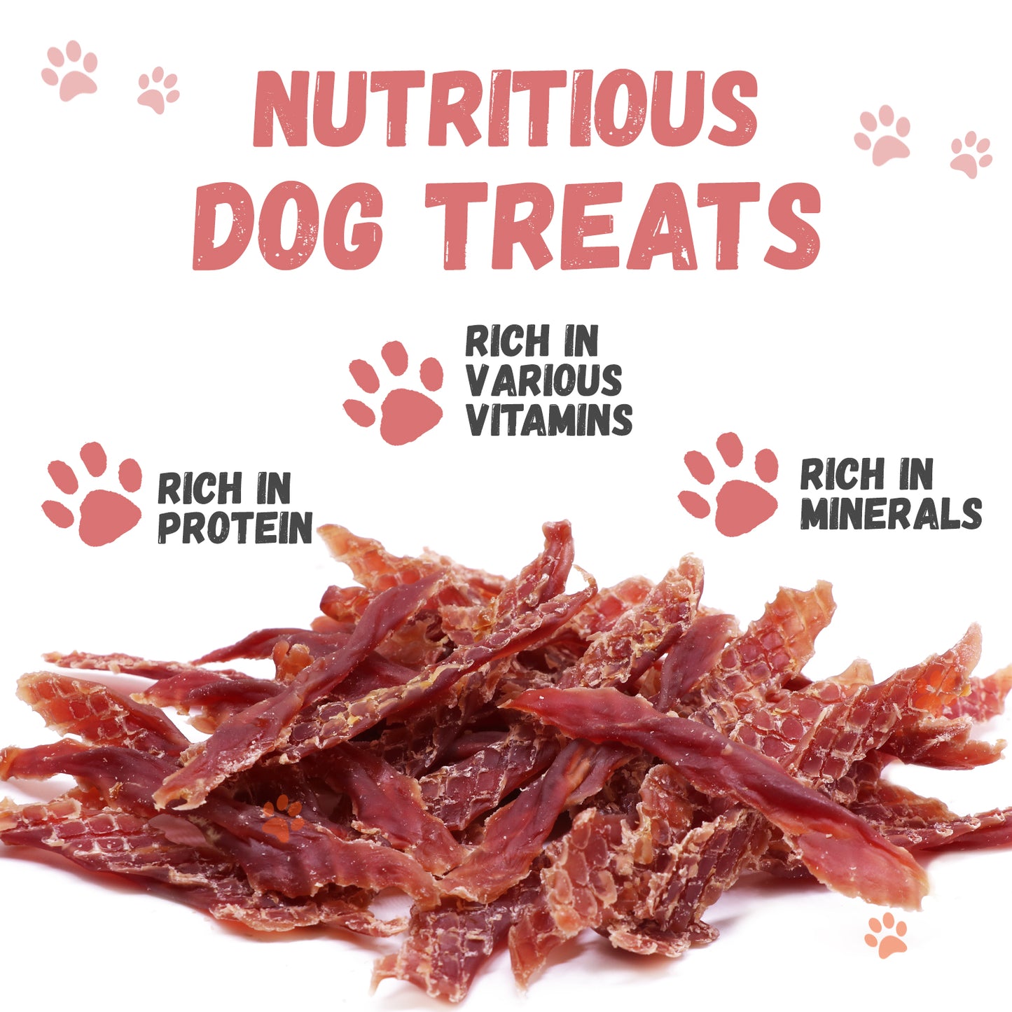 Pawmate Duck Jerky Dog Treats, High Protein Pure Duck Meat for Small Medium Large Dog, 11 oz