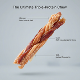Pawmate™ Human Grade Triple Meat Twist - High-Protein Dog Training Treats for Skin & Coat