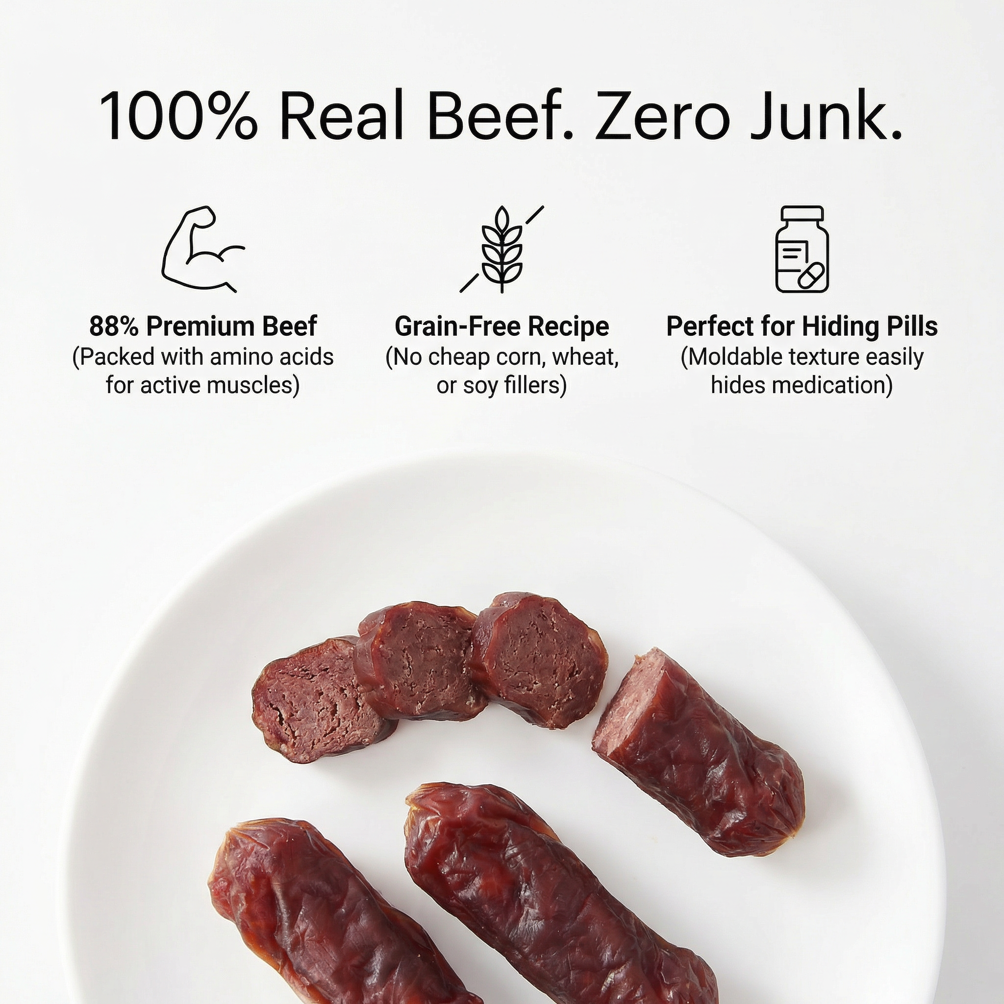 Pawmate™ Human Grade Beef Sausage - Soft & Chewy High-Protein Dog Training Treats