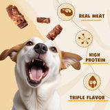 ASMPET Healthy Dog Treats, Triple Flavor Rolls with Chicken Duck Beef, Rawhide Free Jerky Dog Snacks Treats for Small & Medium Dogs 11oz