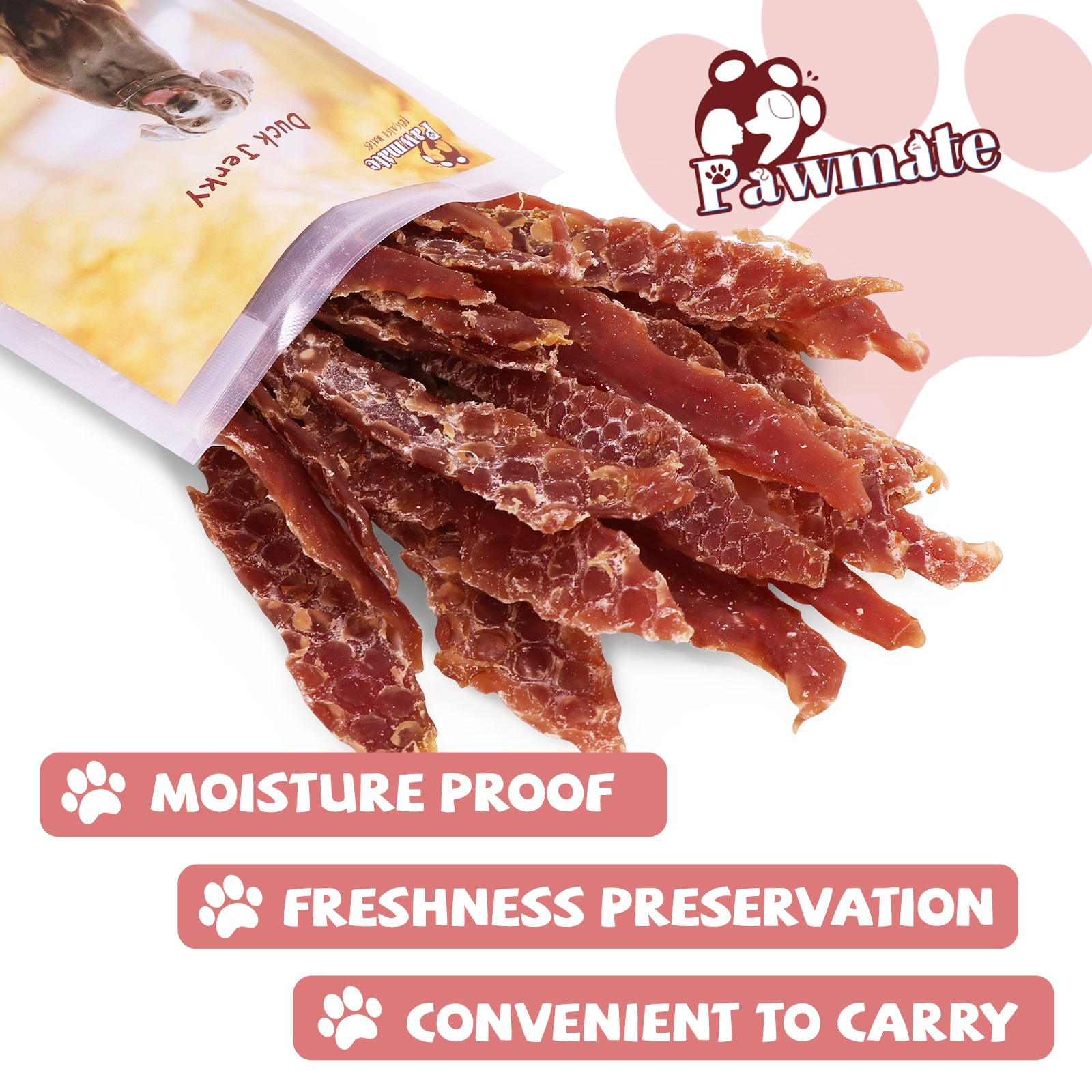Pawmate Duck Jerky Dog Treats, High Protein Pure Duck Meat for Small Medium Large Dog, 11 oz