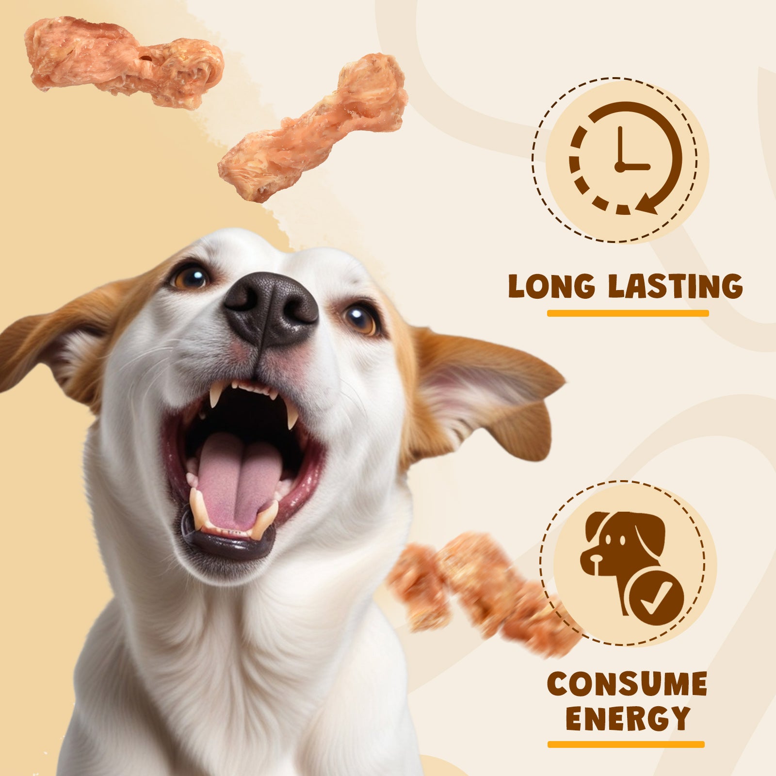 ASMPET Chicken Wrapped Beef Tendon Dog Chews, Long-Lasting Rawhide-Free Treats for Small Medium Large Dogs, 10.6 oz