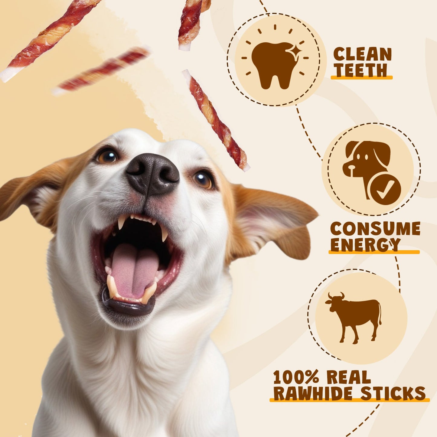 ASMPET Rawhide Dog Chew, Natural Chicken and Duck Wrap Long-Lasting Treat for Dog, 11 oz.