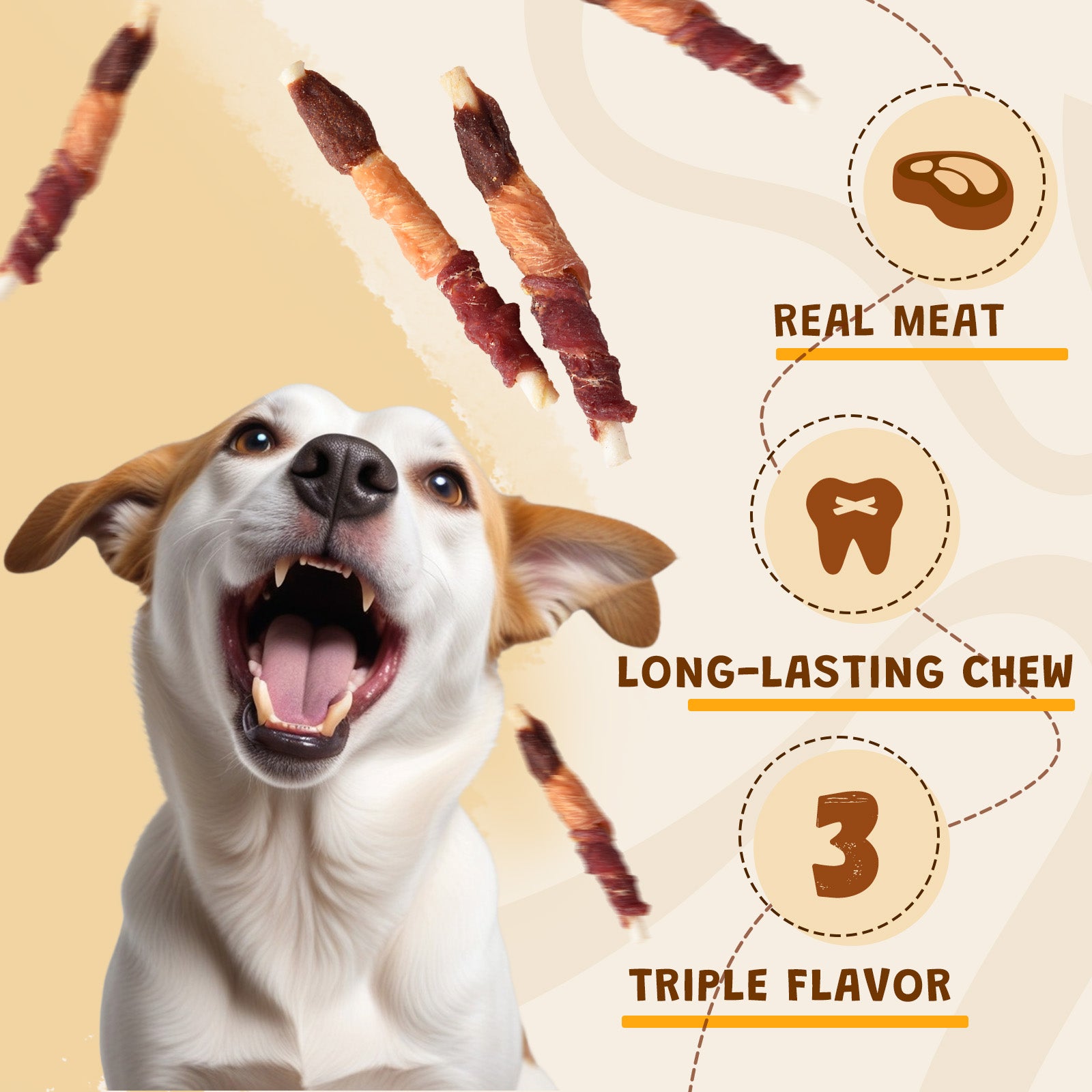 Asmpet Healthy Dog Treats BBQ Kabob Chews, Chicken Duck Beef Liver Rawhide Sticks, Long Lasting Jerky Dog Snacks Treats for Dogs, 11oz