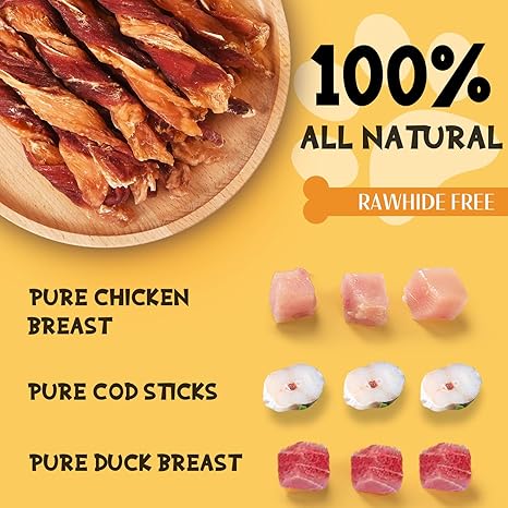 Triple Flavor Chicken Duck Cod Jerky Twists 40-track