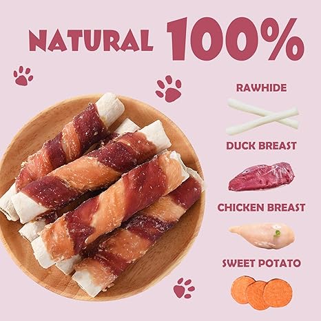 Chicken Duck Wrapped Rawhide Sweet Potato Sticks 40-track