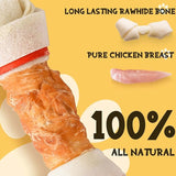 Chicken Wrapped Rawhide Knotted Bones（4 Pieces）30-pack