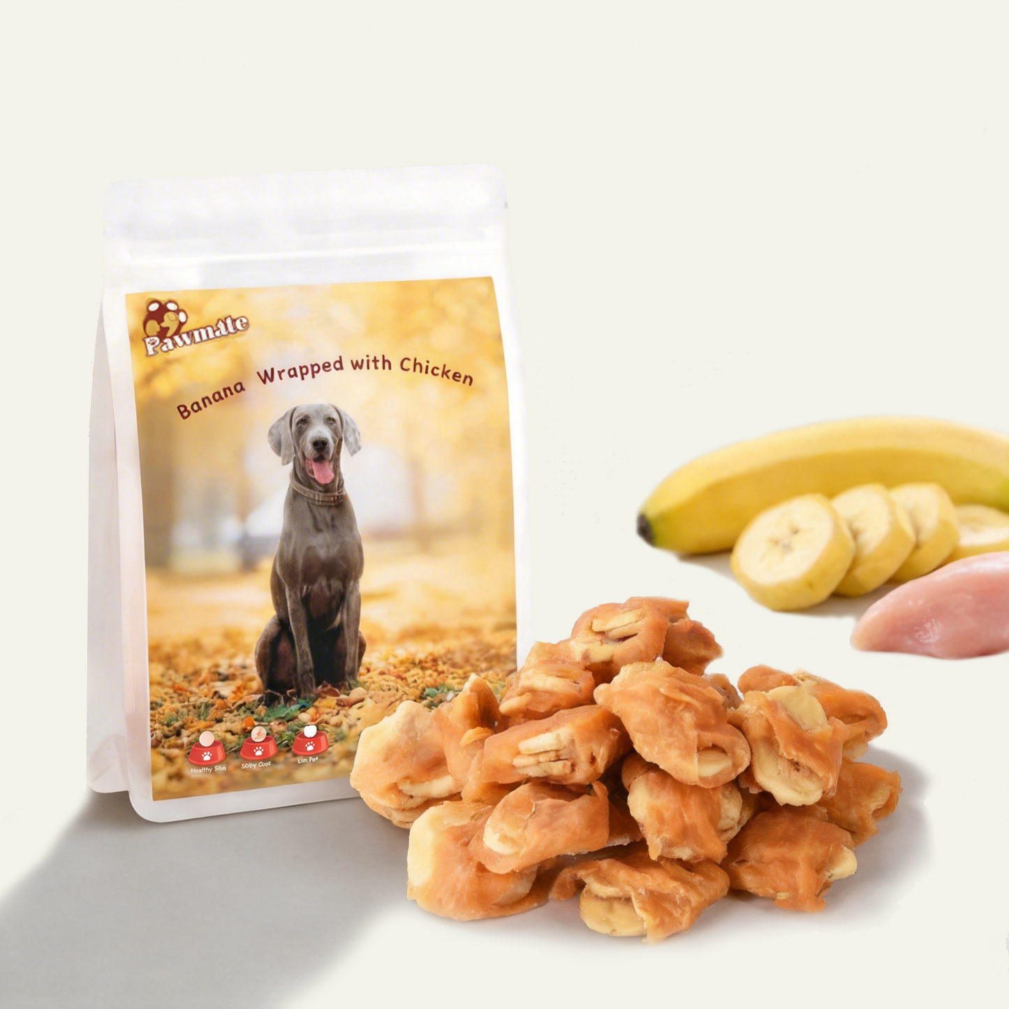 Pawmate™ Natural Dog Treats - Human Grade Chicken Jerky & Banana Snacks (300g)
